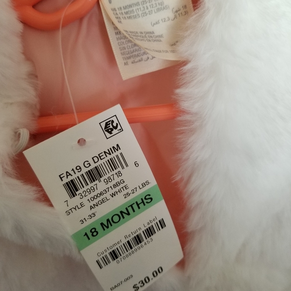 First Impressions Bear Hooded White Faux Fur Vest 18 Months - Picture 10 of 12